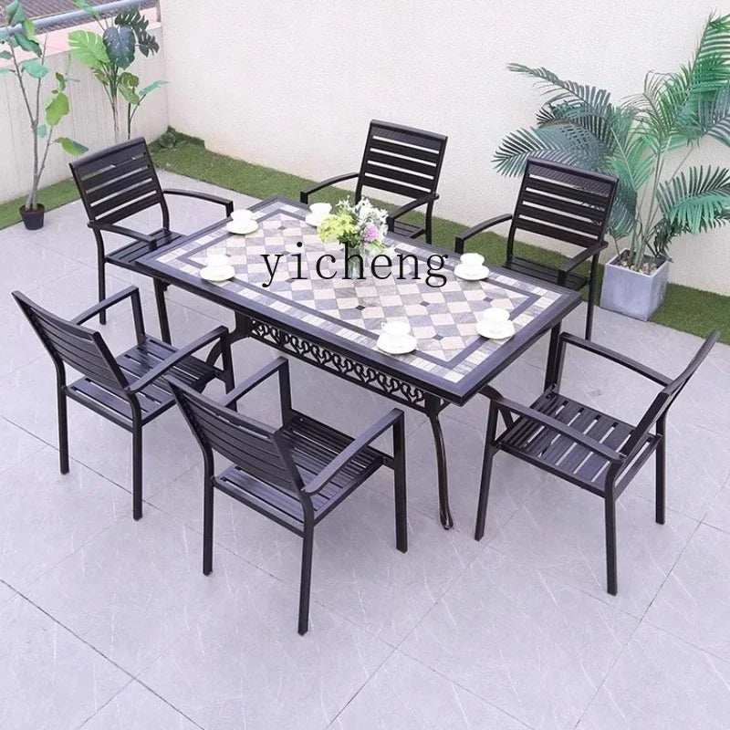 Outdoor Aluminum Alloy Patio Table And Chairs Set For Courtyards