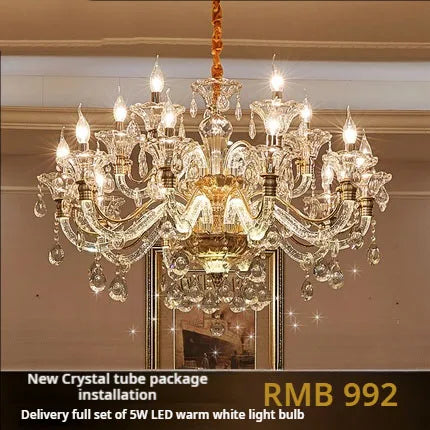 Hot European Style Villa Duplex Living Room Candle Crystal Chandelier Fashion Hotel Lobby Lobby Project Simple Lighting Lighting