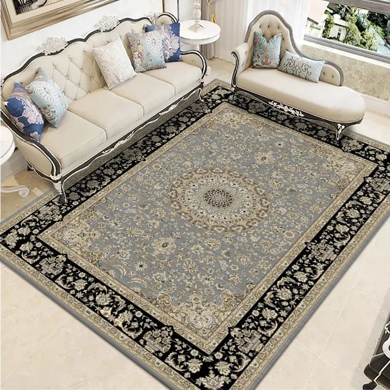 Geometric Persian Style Area Rug For Living Room And Bedroom Polyester Carpet