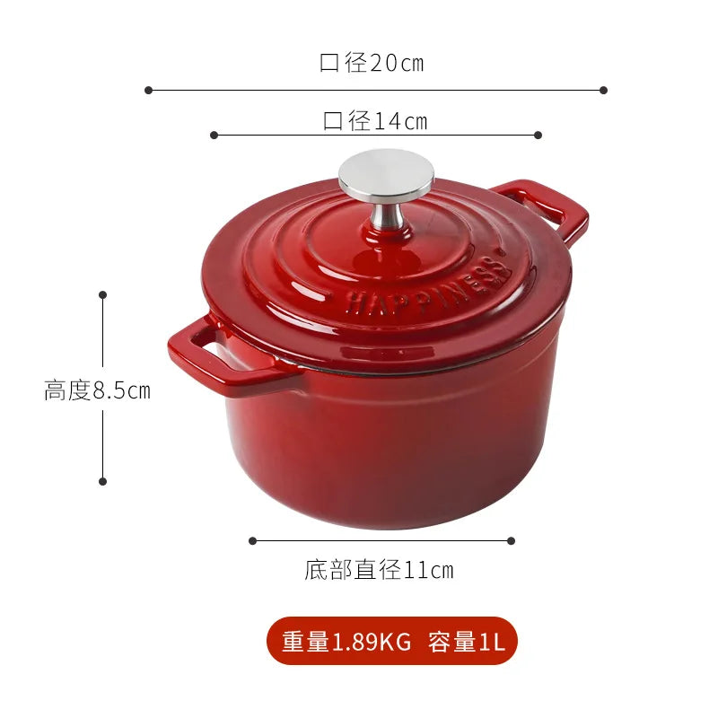 Physically Non-Stick Mini Stew Pot, Enameled Cast Iron Small Milk Pan, All Stove Compatible Soup Casserole Slow Cooker