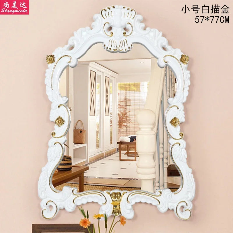 European Style Wall Mounted Bathroom Mirror With Waterproof Decorative Frame