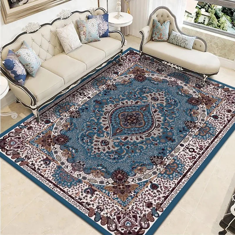 Geometric Persian Style Area Rug For Living Room And Bedroom Polyester Carpet