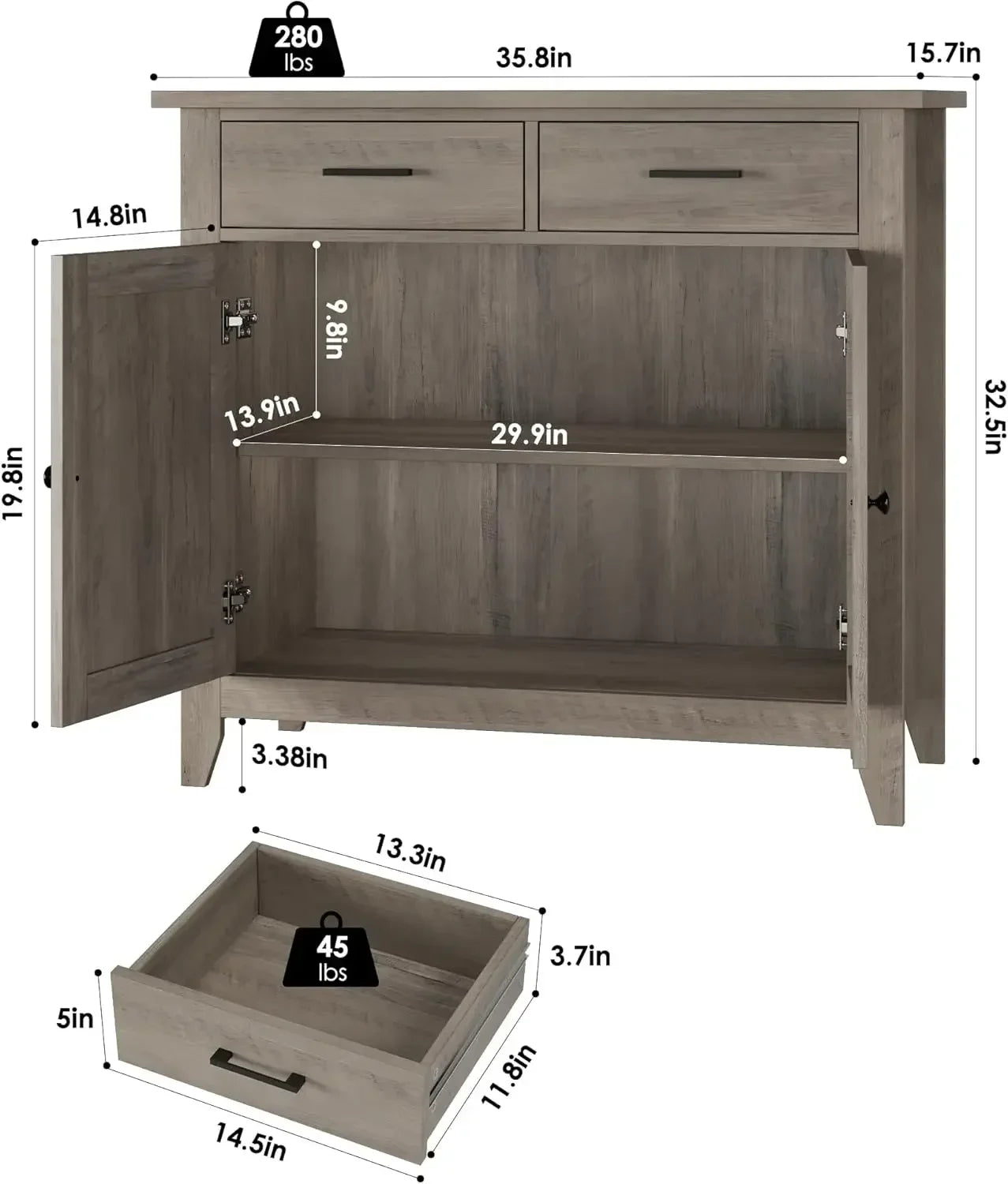 Modern Farmhouse Kitchen Storage Cabinet With Coffee Bar