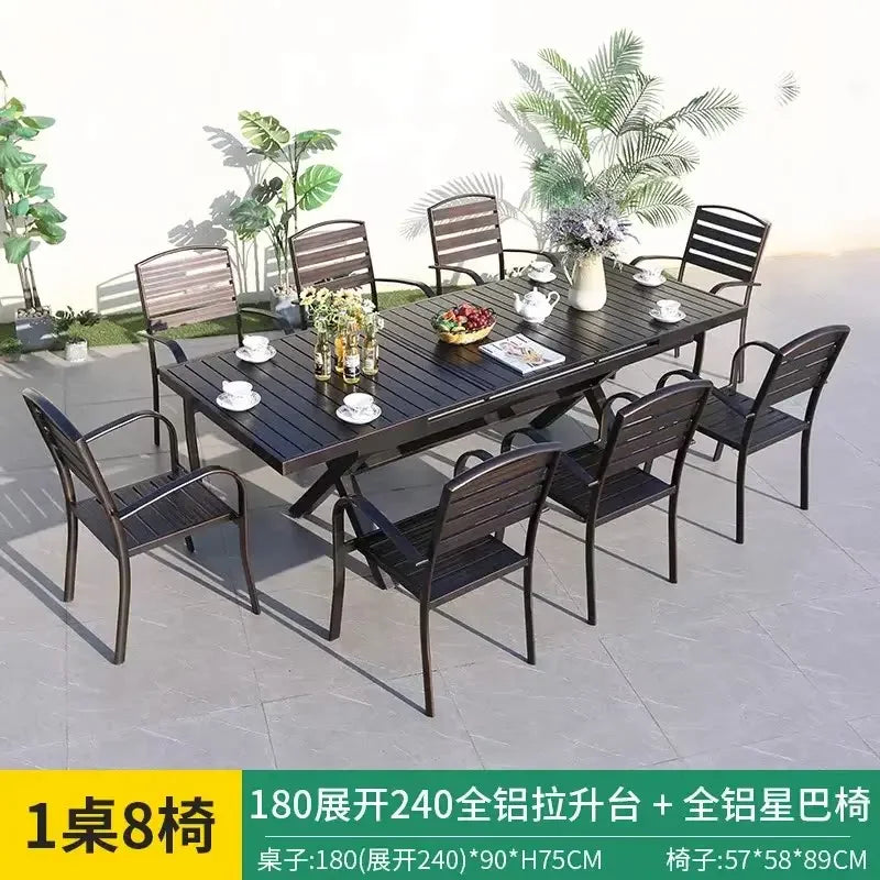 Outdoor Aluminum Alloy Patio Table And Chairs Set For Courtyards