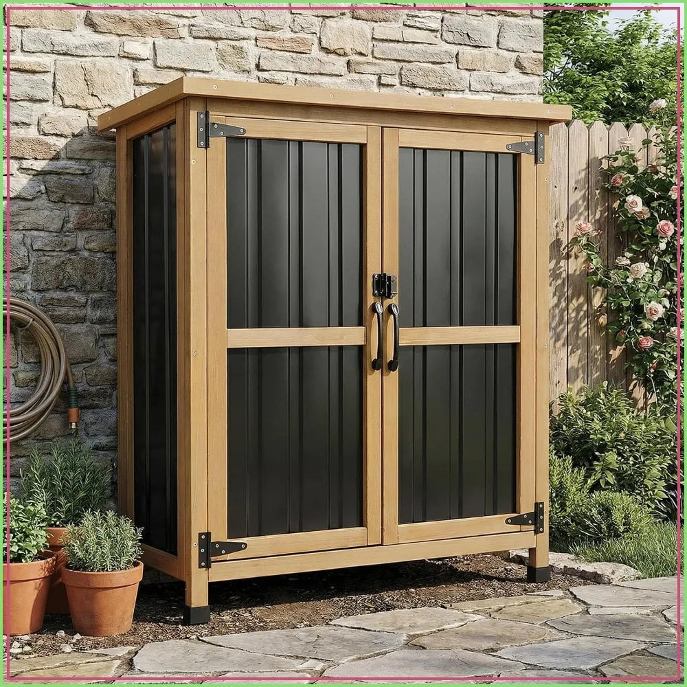 Outdoor Storage Cabinet Waterproof Lockable Shelves Patio Garden Pool Organizer