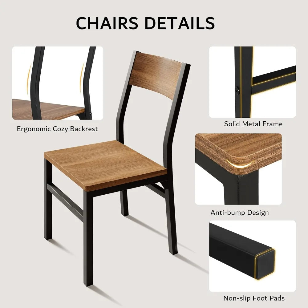 Best Selling 7 Piece Dining Table Set with 6 Chairs Extendable Kitchen Table for 4-6 Solid Metal Frame MDF Board for Small