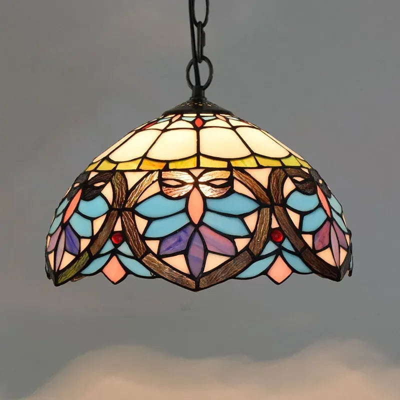 European Retro Colorful Glass Chandelier Bar Restaurant Creative Rural Bedroom Porch Balcony Mediterranean Light Fixture