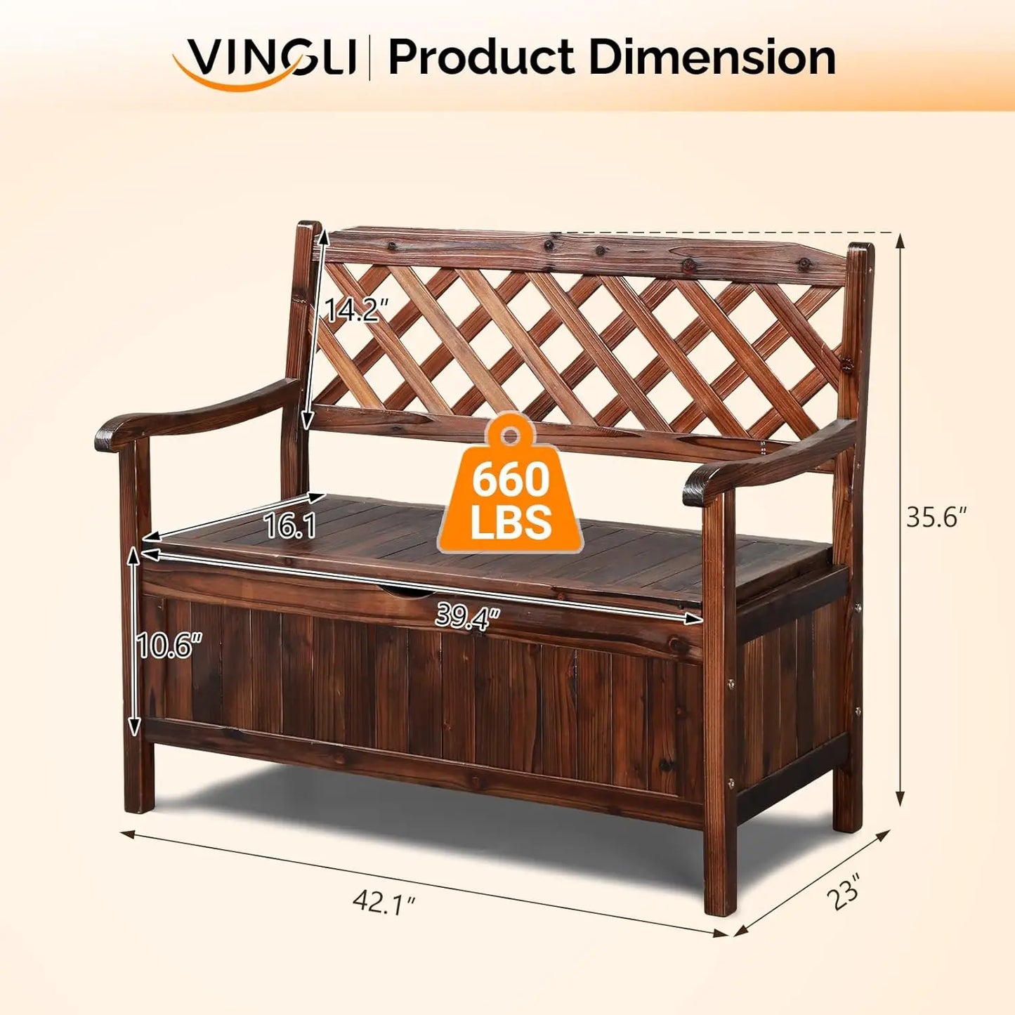 Weatherproof Fir Wood Outdoor Storage Bench With Seating