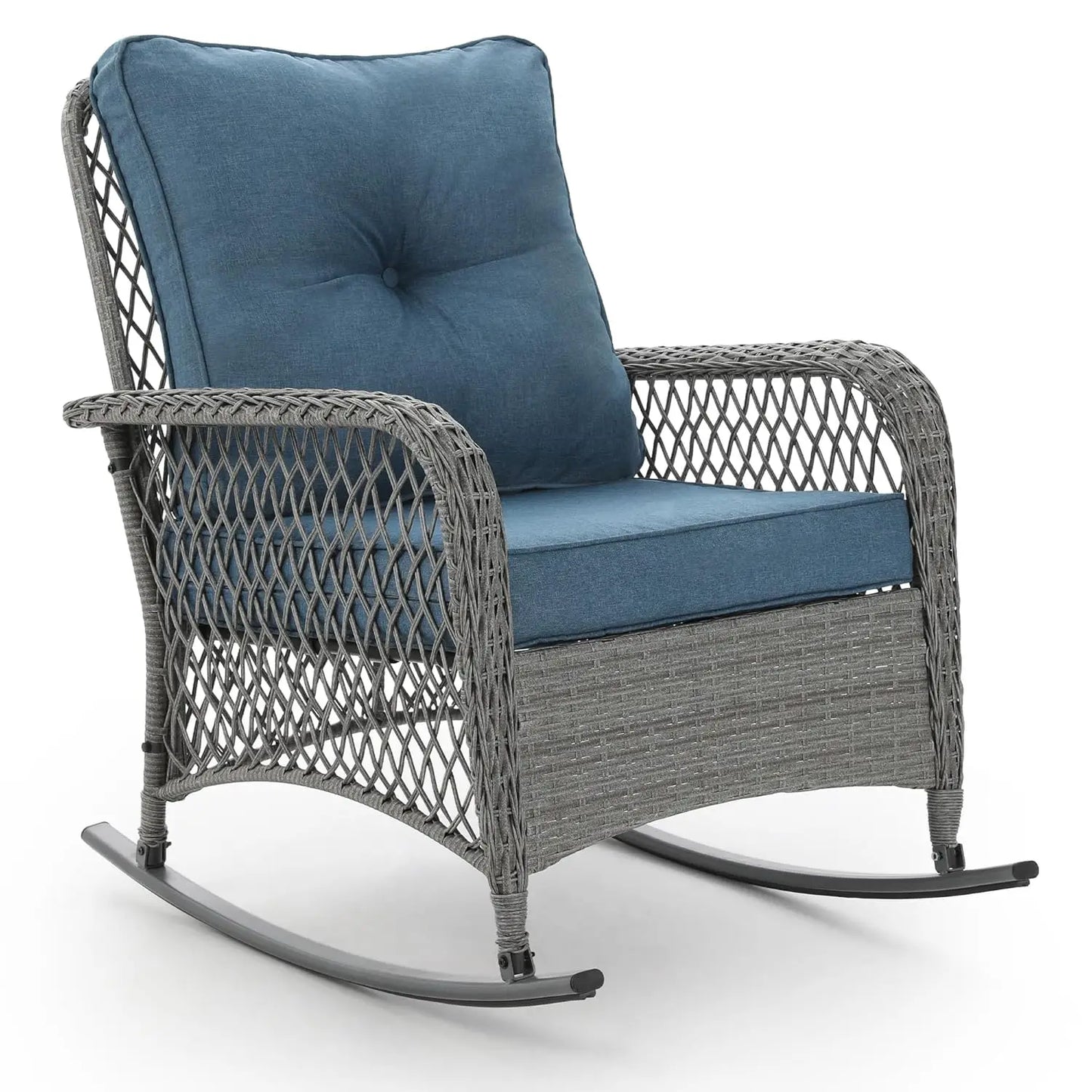 3 Piece Wicker Rocking Bistro Set All Weather PE Wicker Backyard