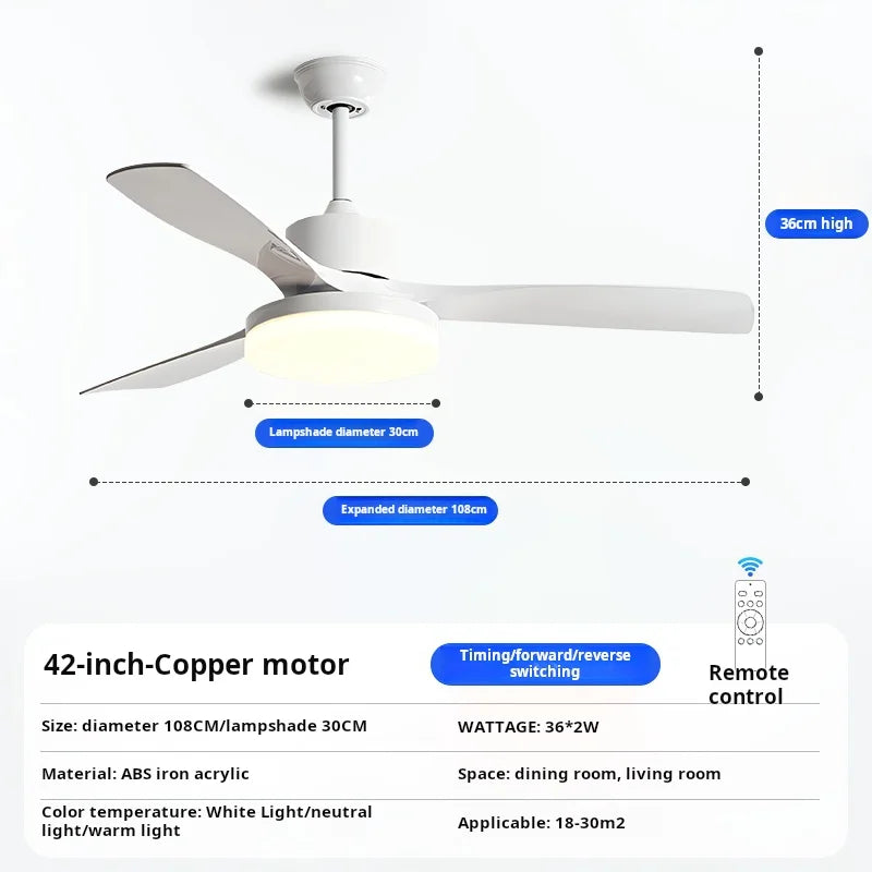 Nordic Retro Bedroom Living Room Dining Room Bedroom Electric Fan Ceiling Fan Lighting Fixtures Electric Fan Strong Wind Force