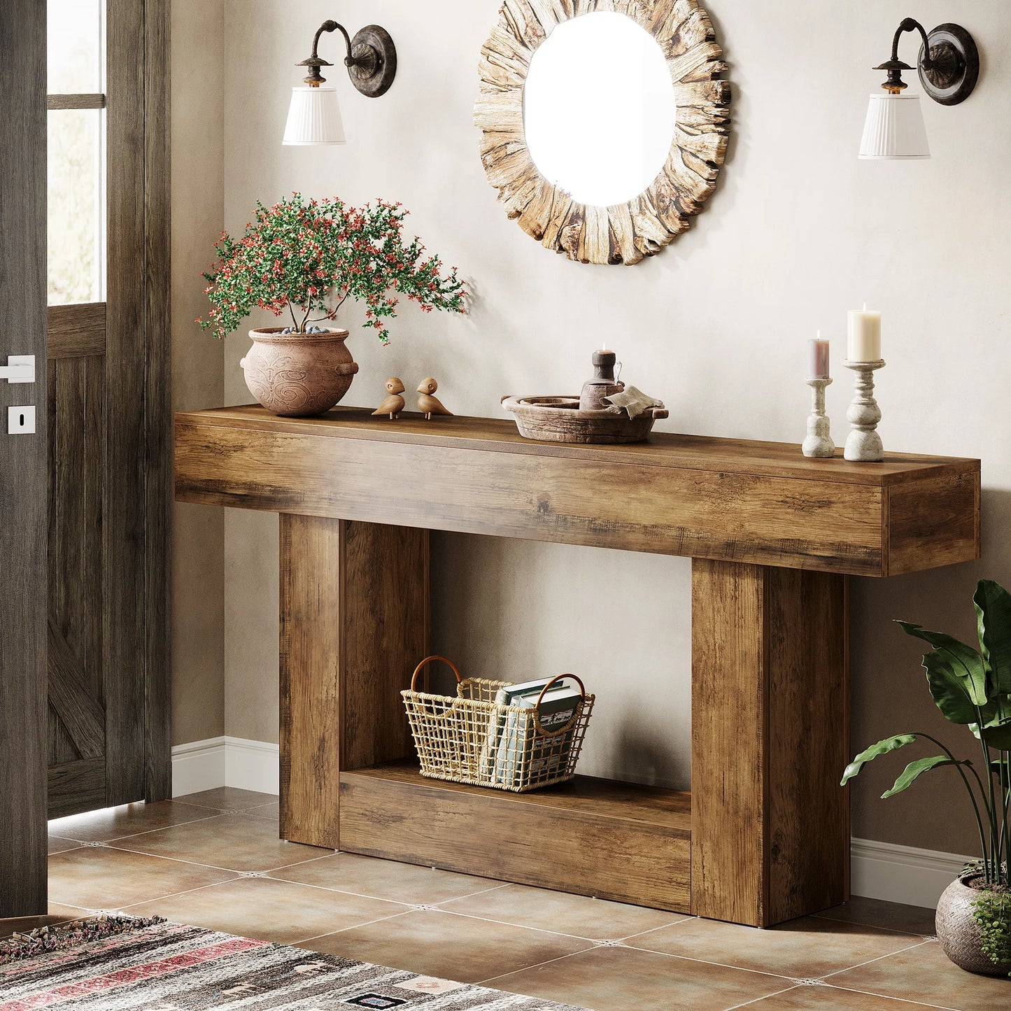 Tribesigns Farmhouse Console Table With U Shaped Base Entryway