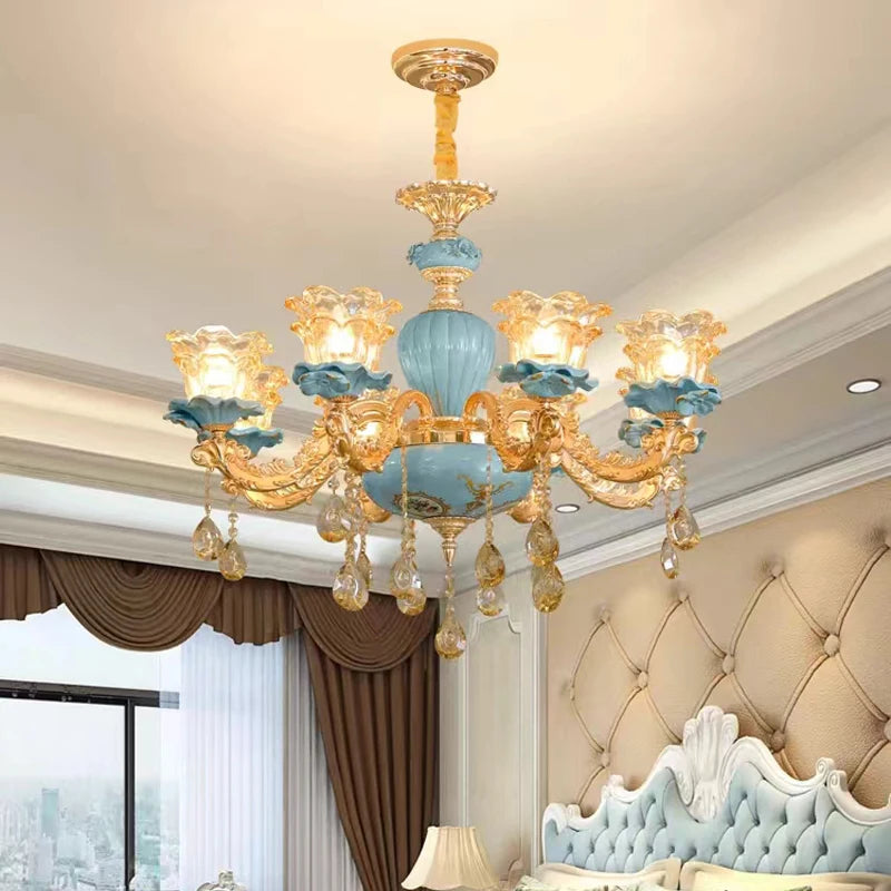 Fei Guang Lighting Ceramic Chandelier Crystal Glass Fixture