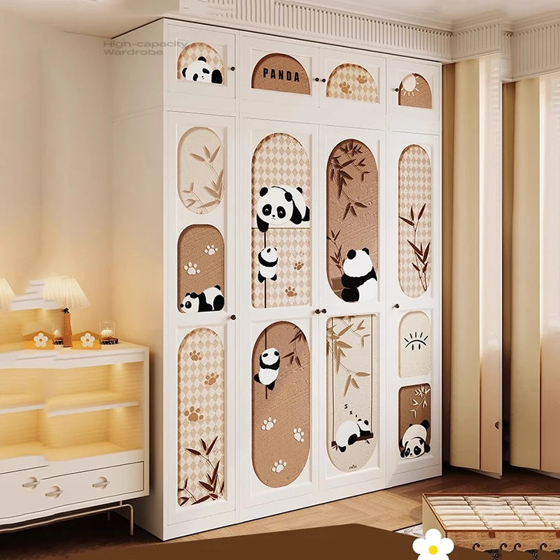 DUTRIEUX Wooden Kids Wardrobe Organizer With Fabric Storage