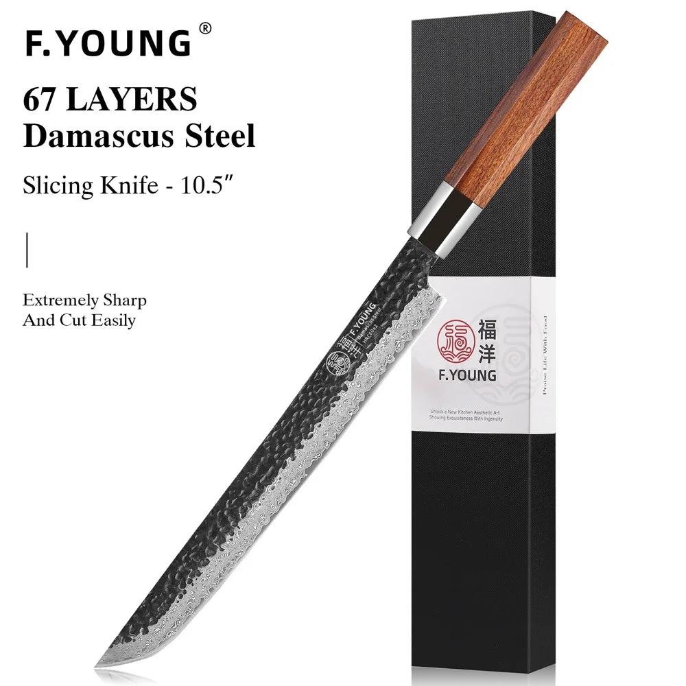 F.YOUNG Professional Kitchen Knives Damascus Steel Japanese Chef Knife Slicing Sashimi Utility Handmade Cooking Kitchen Utensils