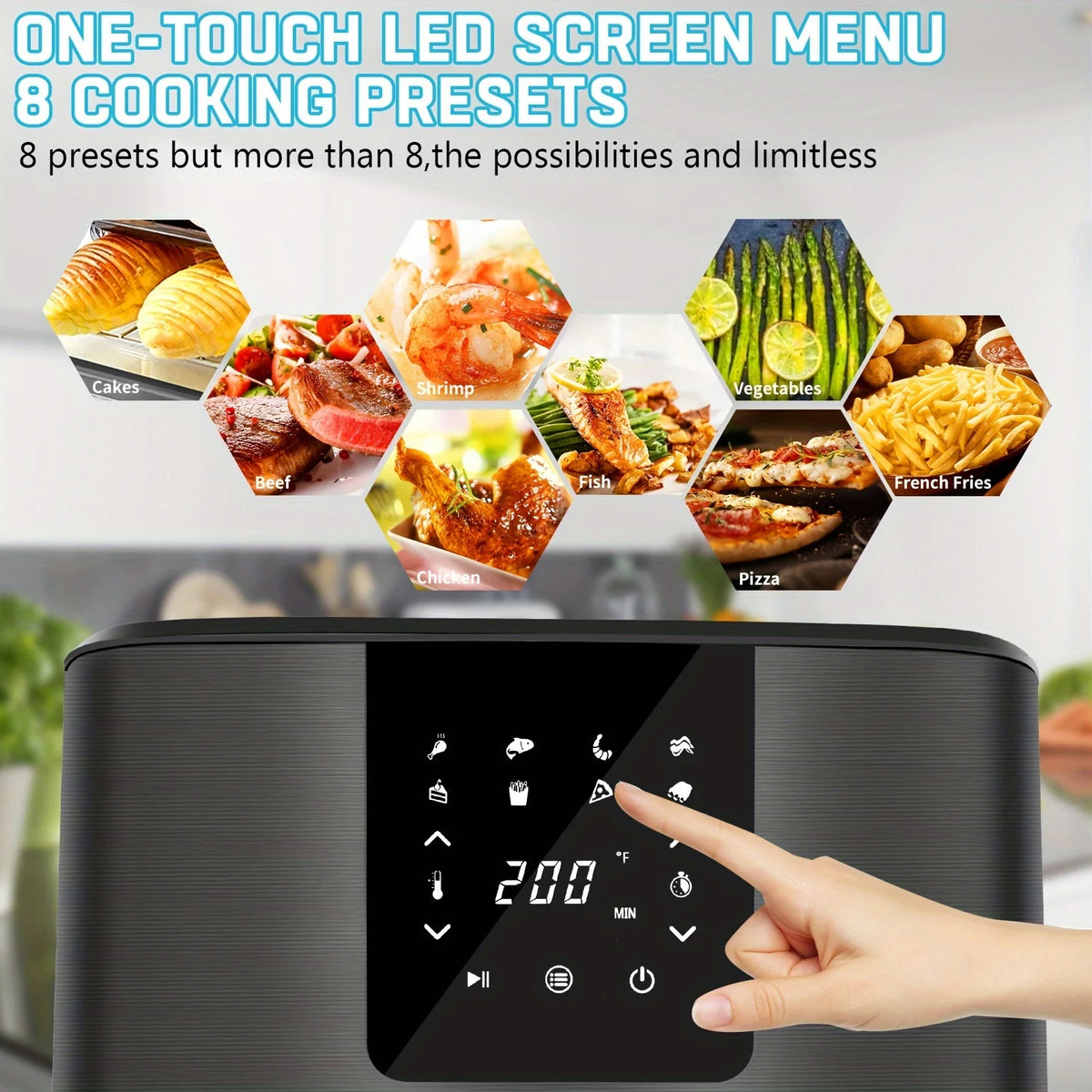 KitCook Digital Air Fryer With Touchscreen And Eight Preset Cooking Modes