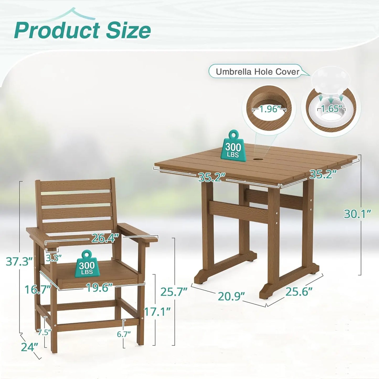 5 Piece Weather Resistant Outdoor Patio Dining Set With Umbrella And Cushions