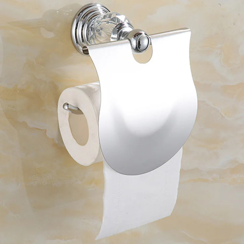 HOBHE Stainless Steel Crystal Toilet Paper Holder Rack