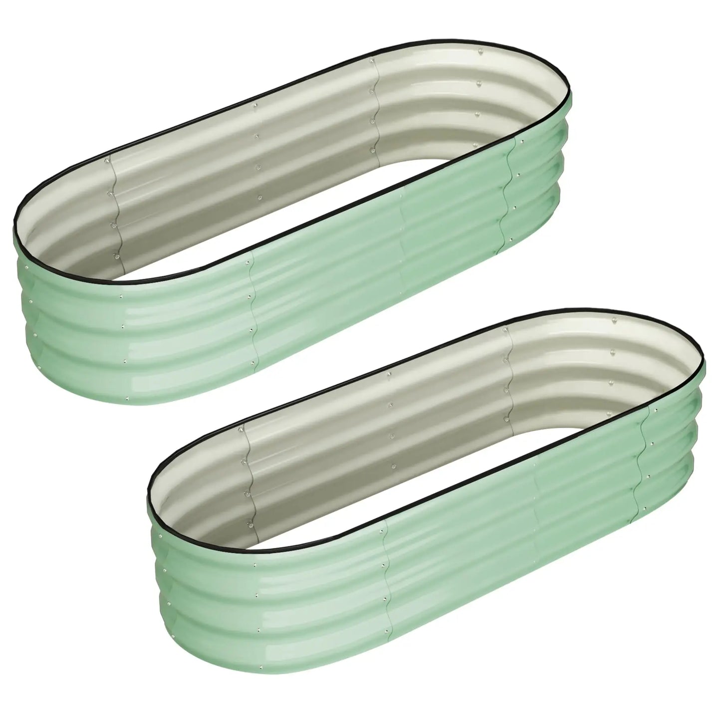 2 Pack 4.5x2x1FT Oval Raised Garden Bed, Galvanized Metal Planter Box, Open Bottom For Vegetables Flowers Outdoor