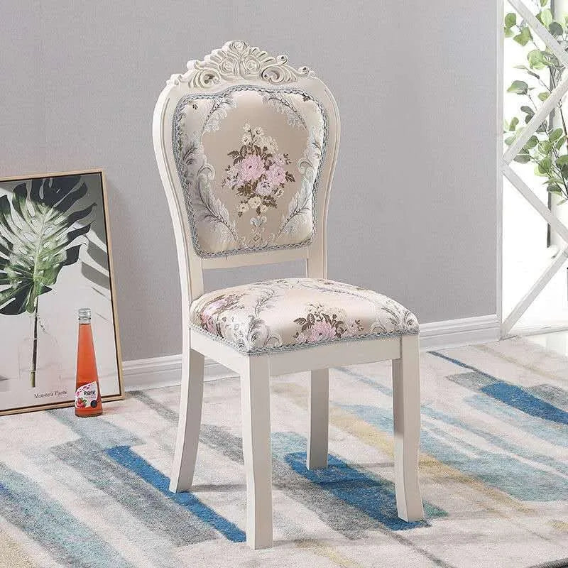 European Style Upholstered Fabric Dining Chair With Backrest