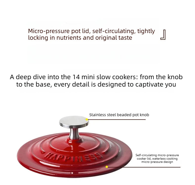 Physically Non-Stick Mini Stew Pot, Enameled Cast Iron Small Milk Pan, All Stove Compatible Soup Casserole Slow Cooker