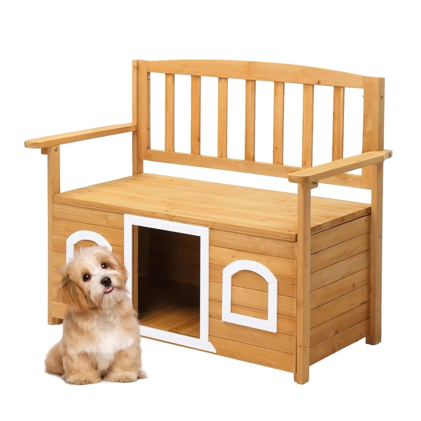 Weatherproof Fir Wood Outdoor Storage Bench With Seating