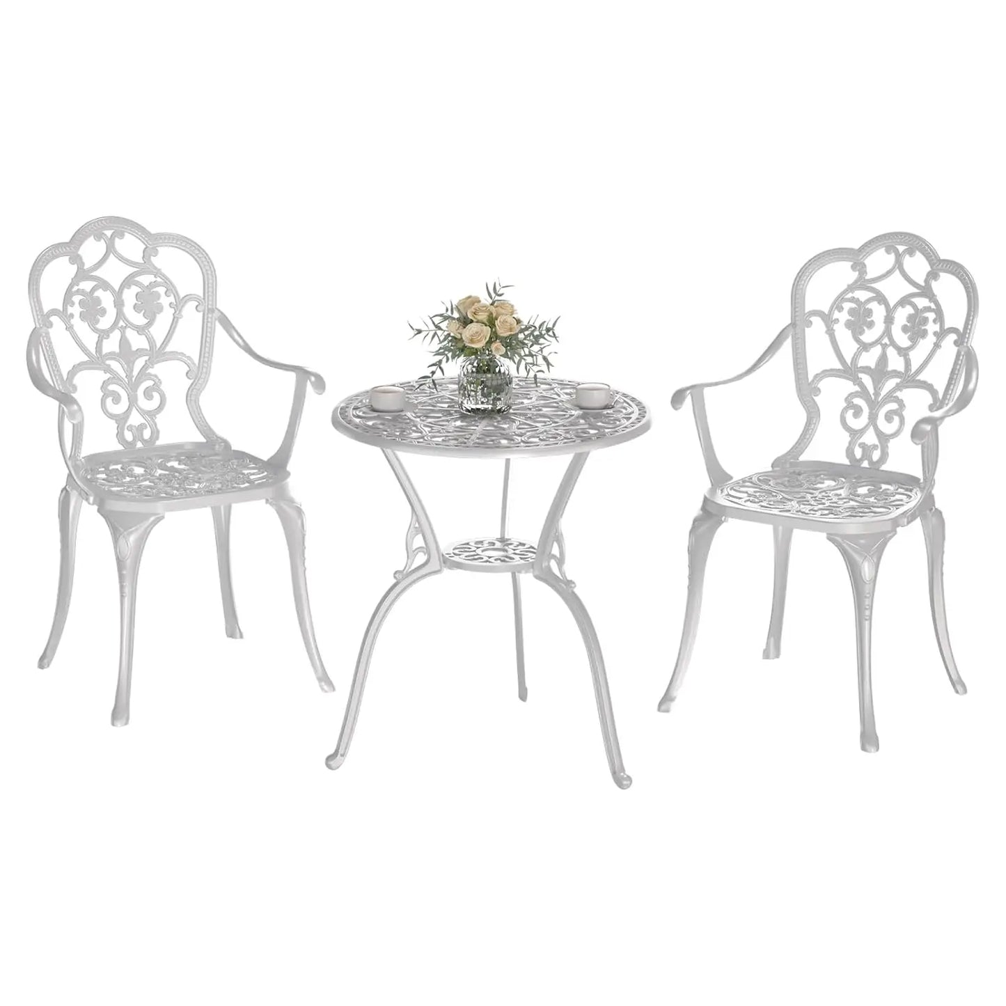 Cast Aluminum Outdoor Bistro Set Three Piece With Umbrella Hole