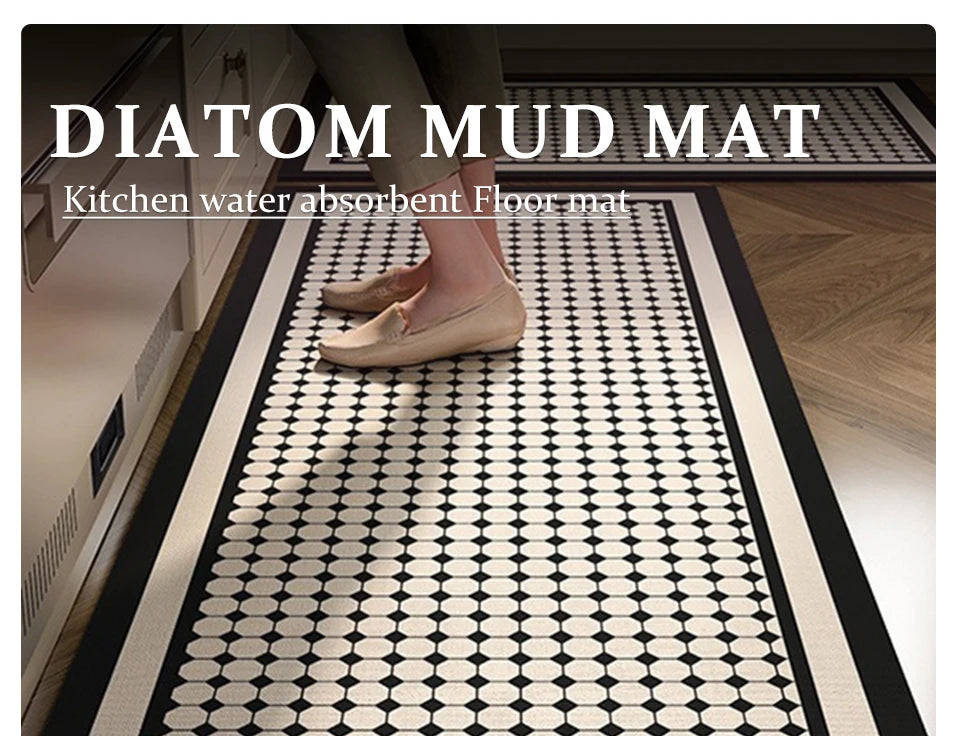 Facaishu Kitchen Floor Mat Absorbent Non Slip PVC Backed Rug