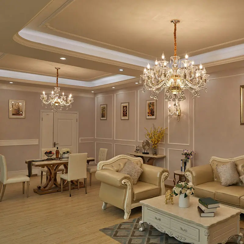 Hot European Style Villa Duplex Living Room Candle Crystal Chandelier Fashion Hotel Lobby Lobby Project Simple Lighting Lighting