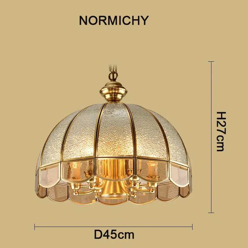 Normichy American Copper Chandelier European Vintage Style Pendant Lighting