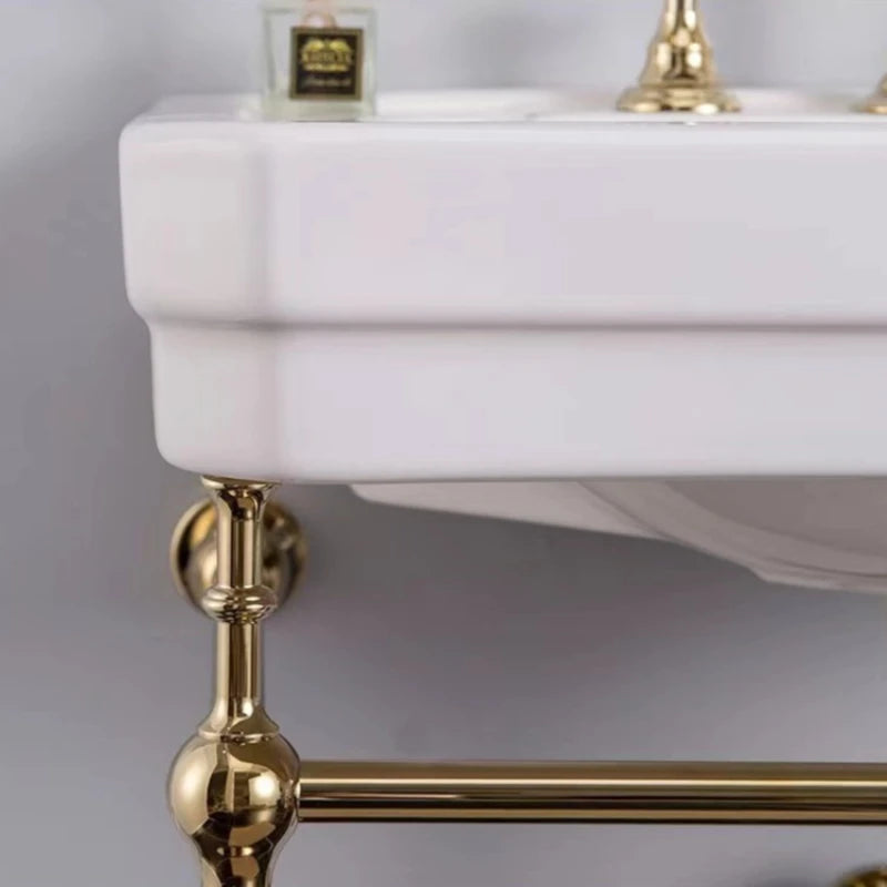 Smvp Floor Standing Ceramic Washbasin With Brass Bracket Durable