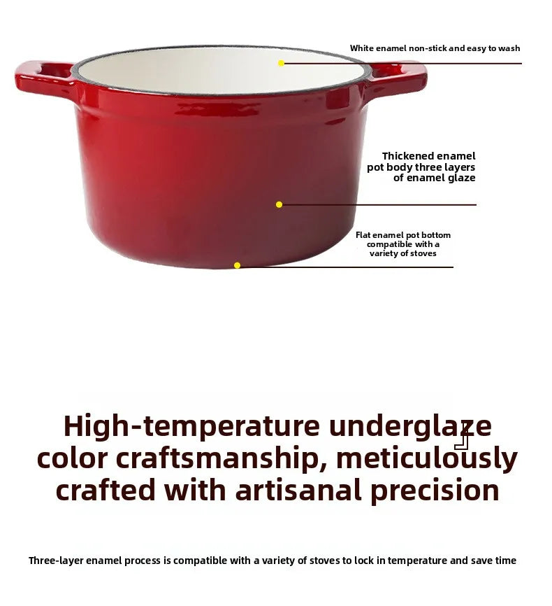 Physically Non-Stick Mini Stew Pot, Enameled Cast Iron Small Milk Pan, All Stove Compatible Soup Casserole Slow Cooker