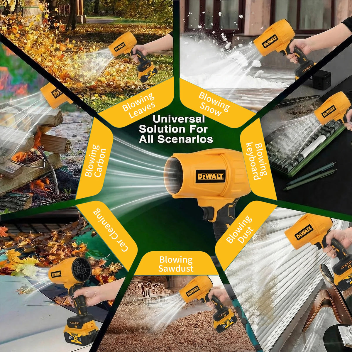 DEWALT D317 20V Cordless Leaf Blower - High-Speed Handheld Jet Fan Air Blower for Patio Cleaning & Dust Blowing, Tool Only