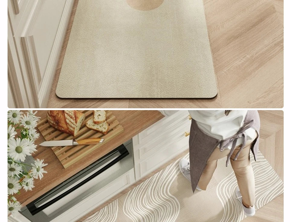 Facaishu Waterproof Kitchen Floor Mat PVC Leather Non Slip Rug