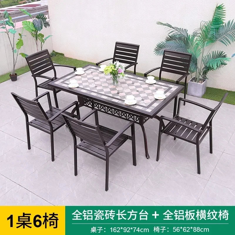 Outdoor Aluminum Alloy Patio Table And Chairs Set For Courtyards