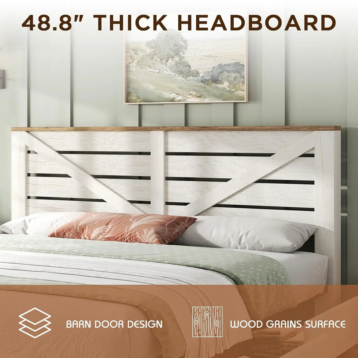 Farmhouse Barn Door Headboard Wooden Bed Frame Platform Design