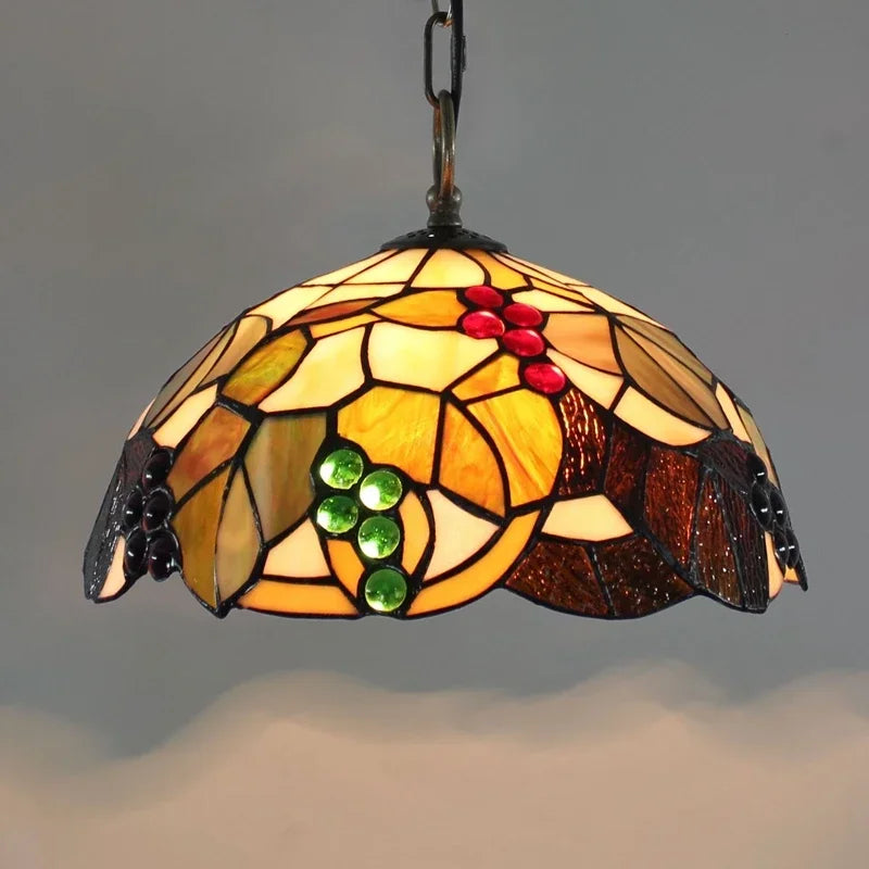 European Retro Colorful Glass Chandelier Bar Restaurant Creative Rural Bedroom Porch Balcony Mediterranean Light Fixture