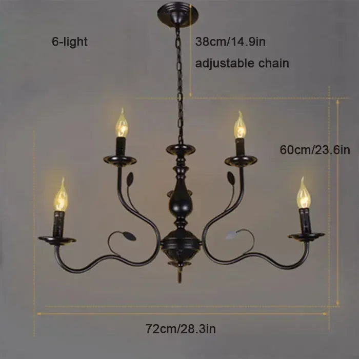 Enerlord French Candle Chandelier Iron Industrial Lustres