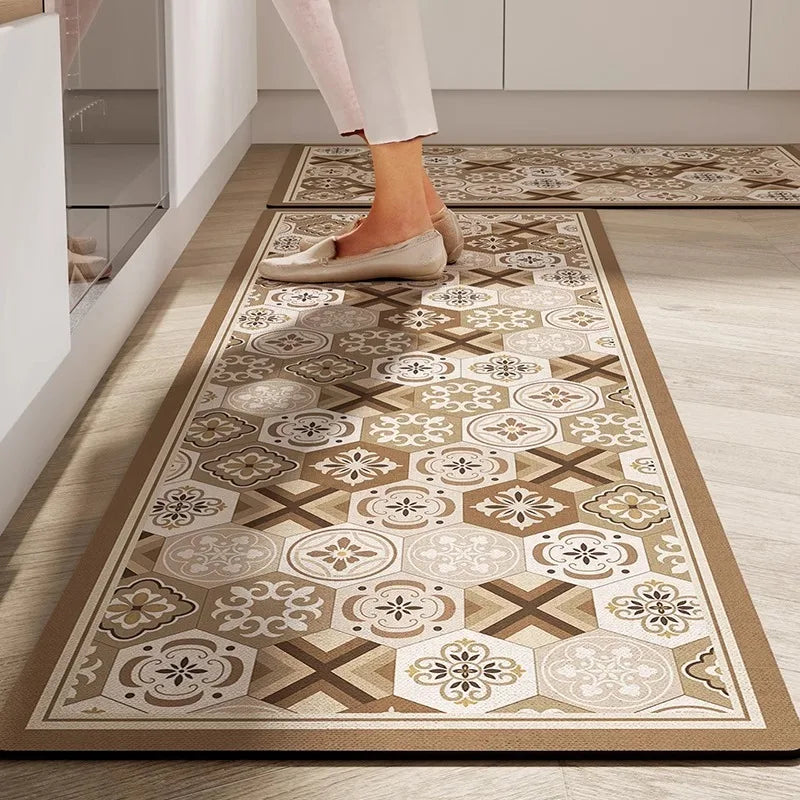 Facaishu Kitchen PVC Leather Anti Slip Waterproof Floor Mat