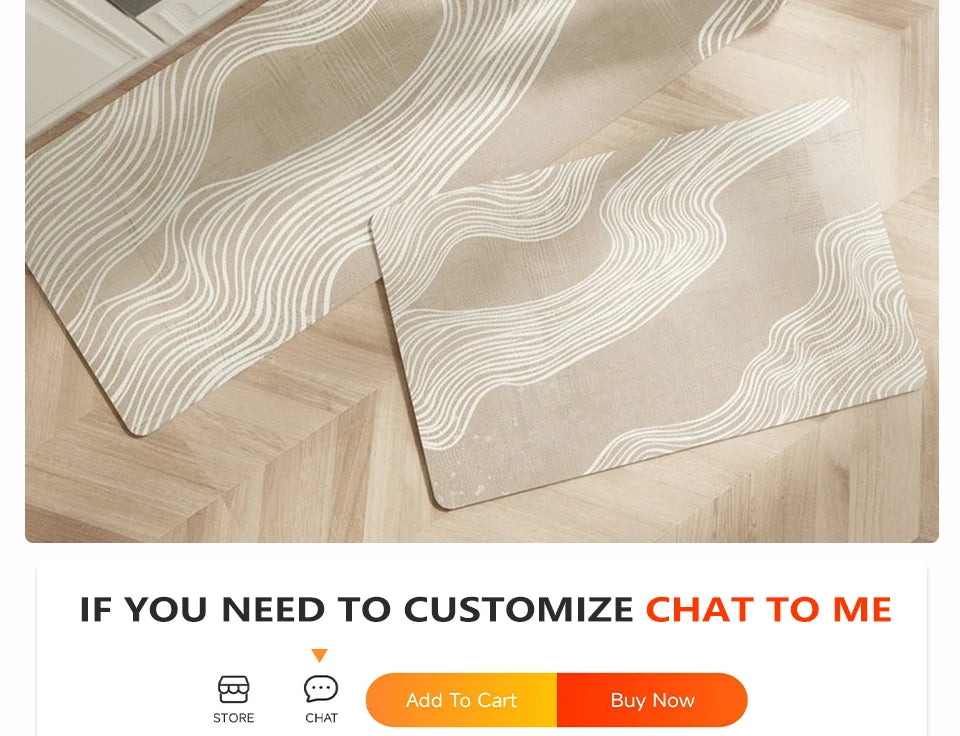 Facaishu Waterproof Kitchen Floor Mat PVC Leather Non Slip Rug