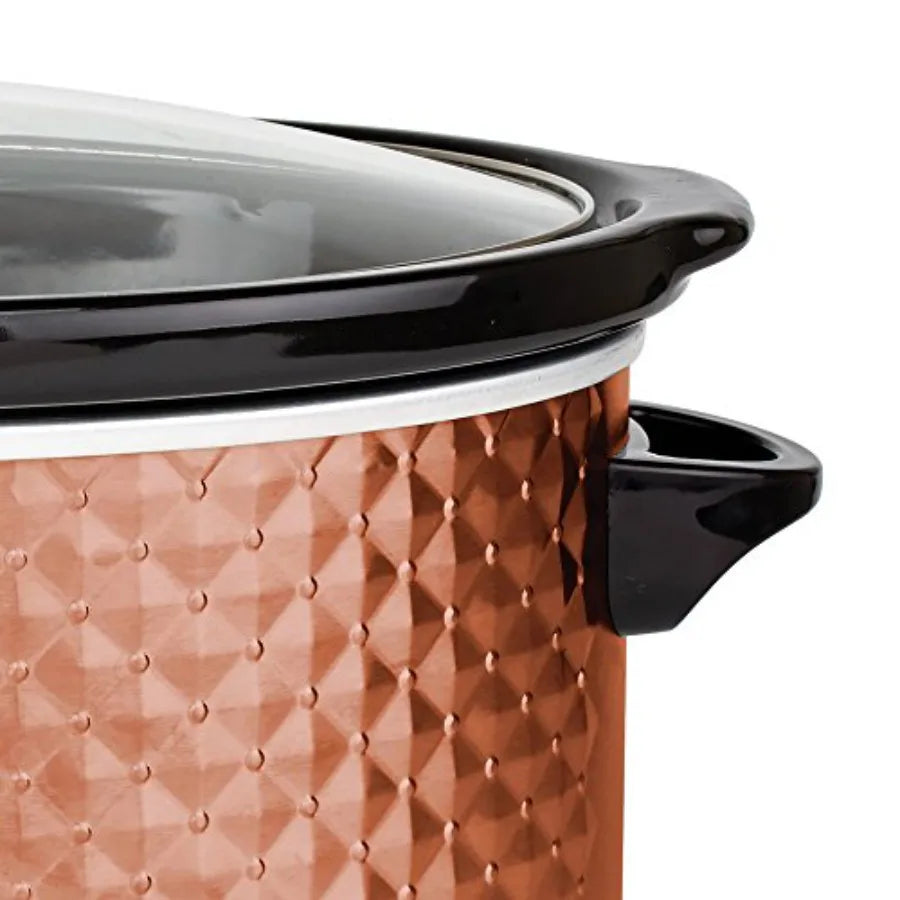 SHXI Slow Cooker Copper Exterior Black Interior For Stews