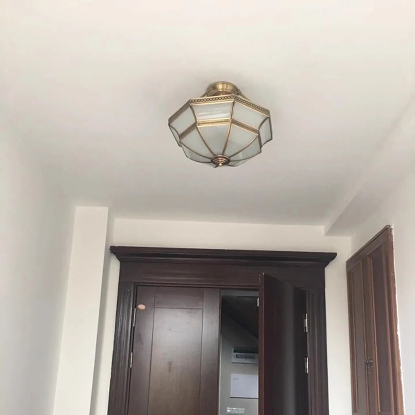 Octagona Copper Bedroom Ceiling Light Europe Glass Lampshade Living Room Ceiling Light Dining Room Ceiling Lamp