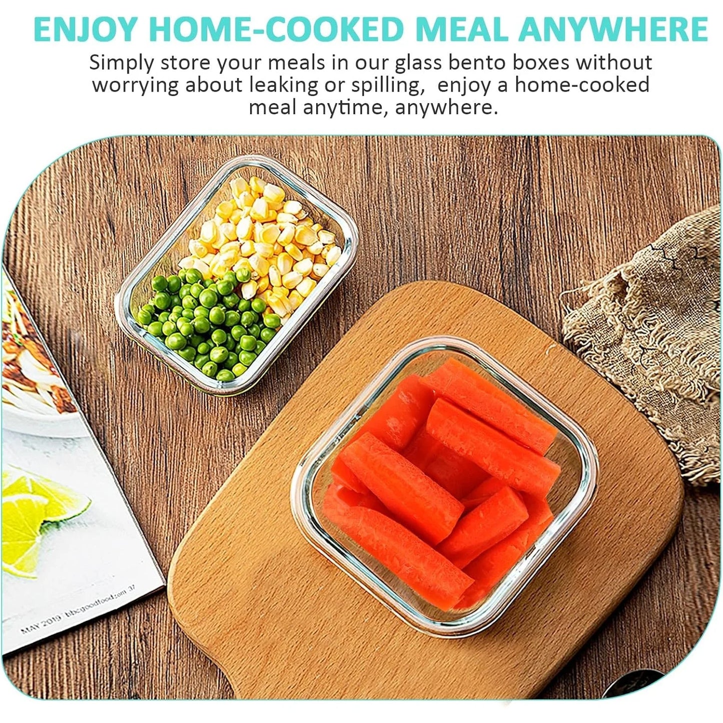 Glass Food Storage Containers Set Twelve Pieces With Airtight Lids