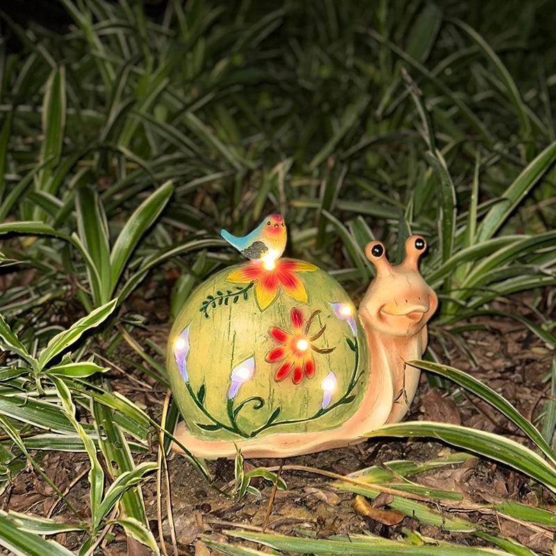 Solar Powered Garden Snail Statue Outdoor Decor For Courtyard Patio