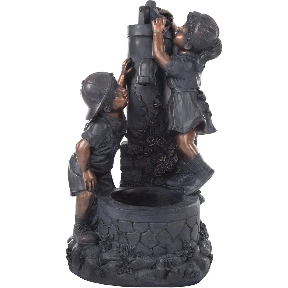 Trademark Global Outdoor Water Fountain With Boy And Girl Design