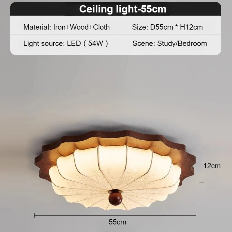 Bedroom Lights, Ceiling Lights, High-End Sense, Antique Style, Vintage Walnut Fabric, Nanyang Style Room Lighting Fixtures