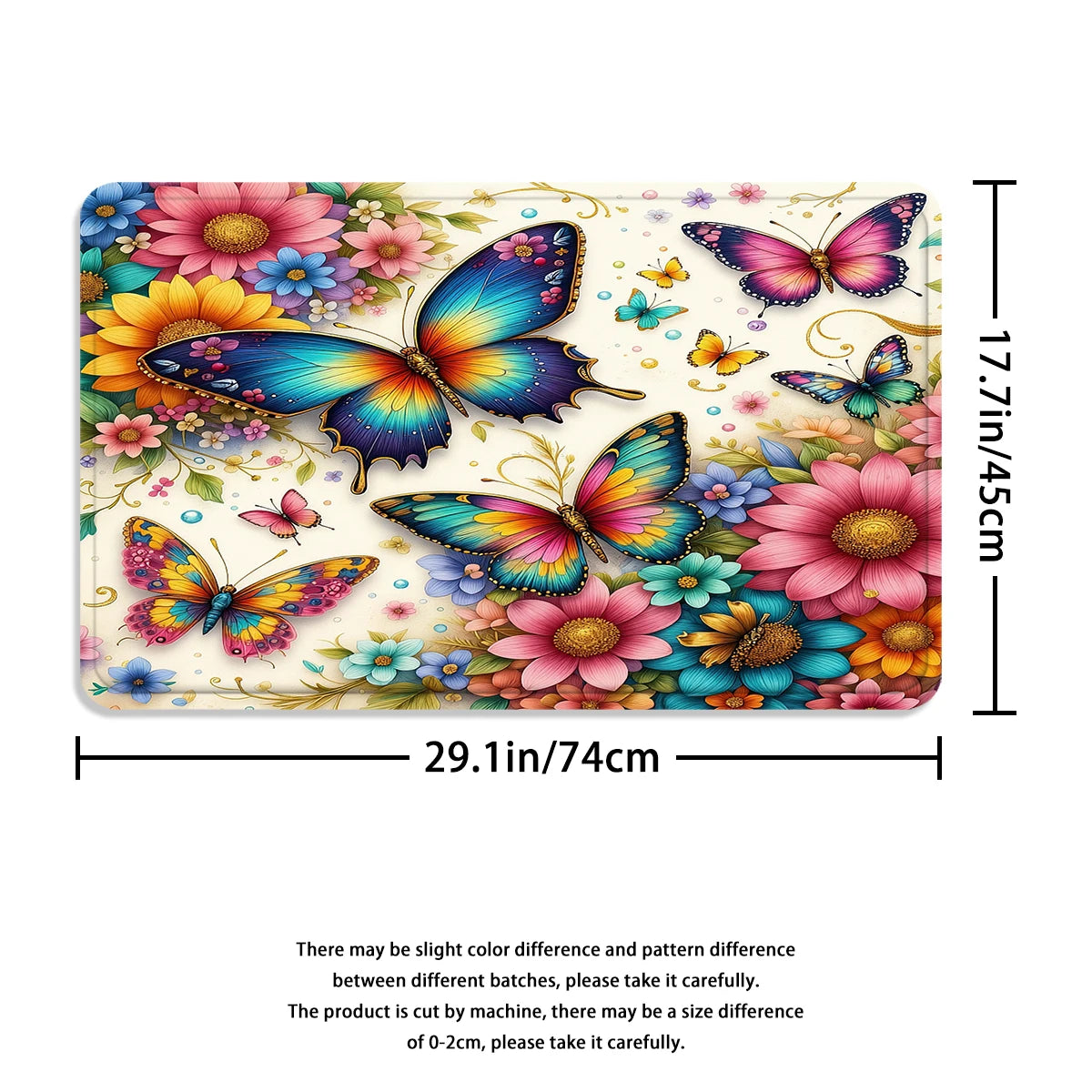 Butterfly Floral Shower Curtain Set With Hooks Waterproof
