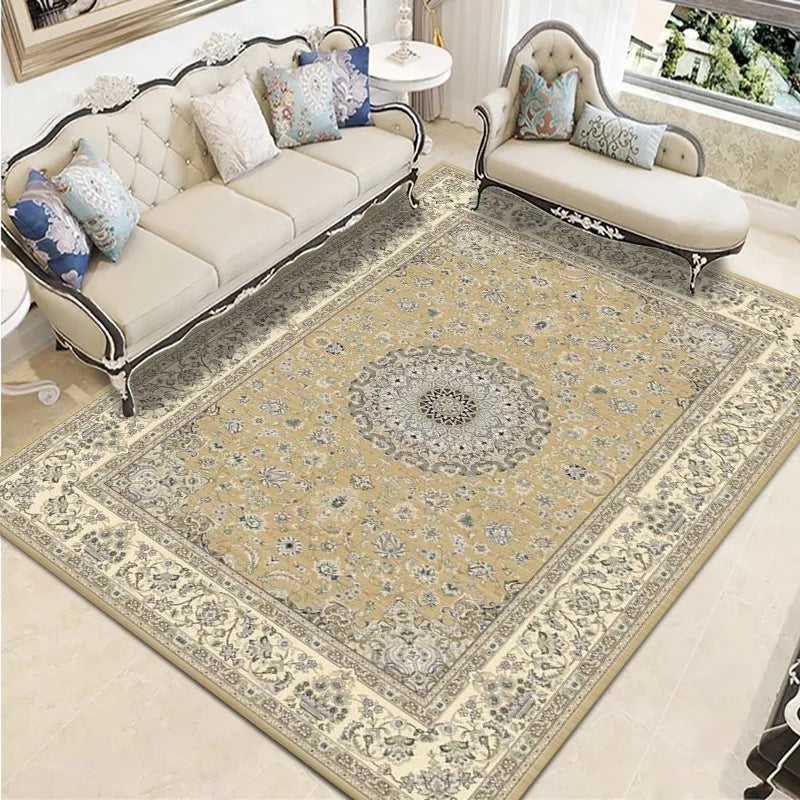 Geometric Persian Style Area Rug For Living Room And Bedroom Polyester Carpet