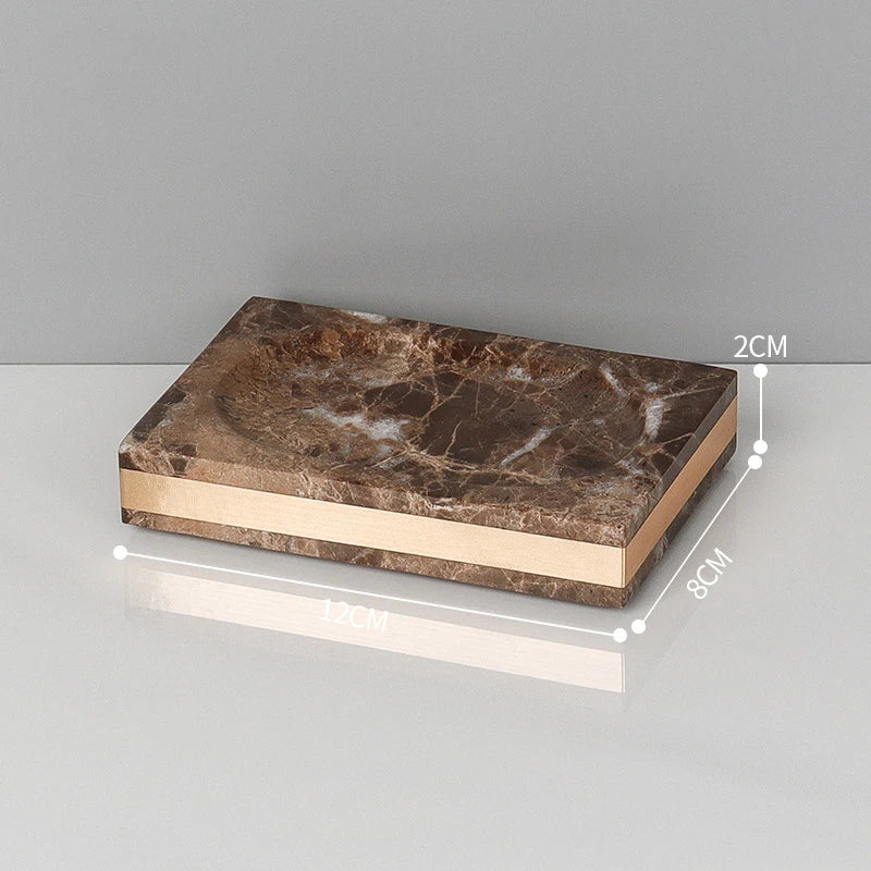 Emperador Dark Natural Marble Bathroom Set Luxury Stone Toothbrush Holder Tooth Mug Soap Dispenser Bathroom Accessories