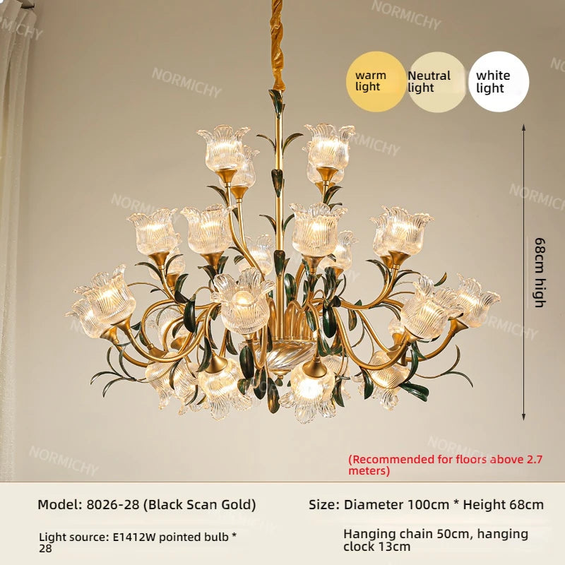 French Retro Living Room Pendant Light Glass Crystal Light Luxury Designer Cream Style High-Rise Mid-Range Restaurant Light