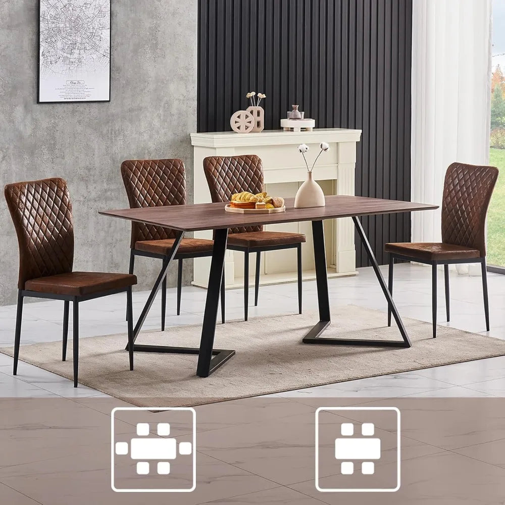 Modern Suede Dining Chairs Set Of 4 With Iron Frame